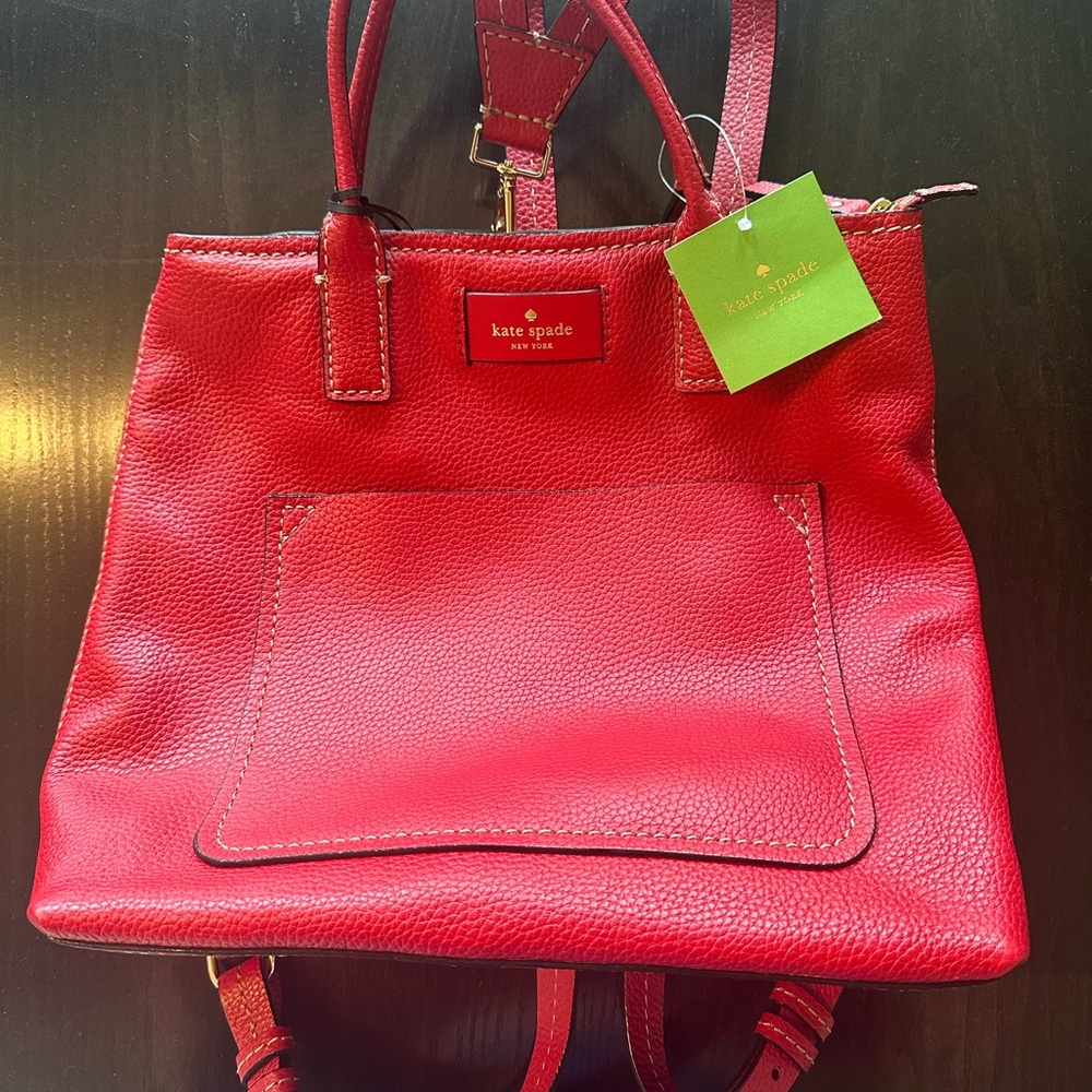 Kate Spade Red Leather Backpack- NEW WITH TAGS